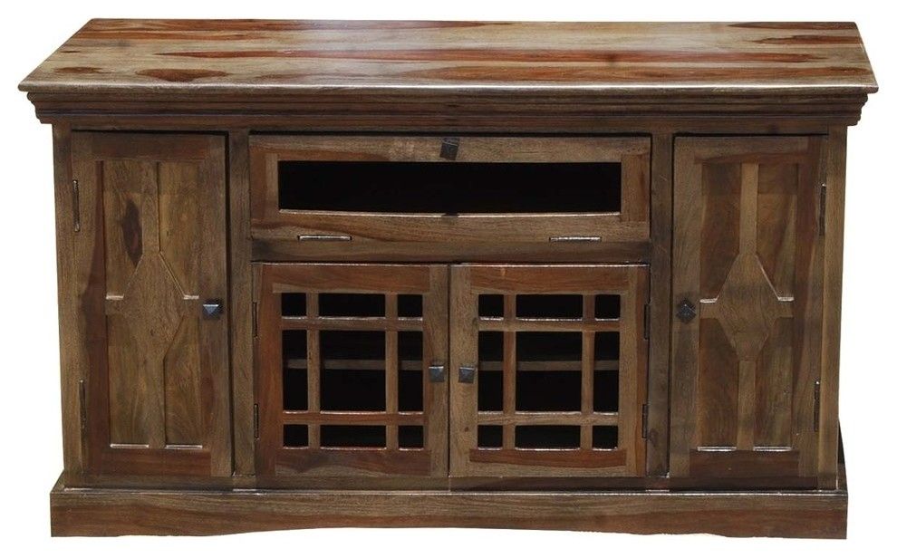 Santa Fe Rustic 60 Inch Solid Wood Tv Stand Console Cabinet ... throughout Craftsmanship Behind Quality 60 inch Solid Wood TV Consoles and Their Care
