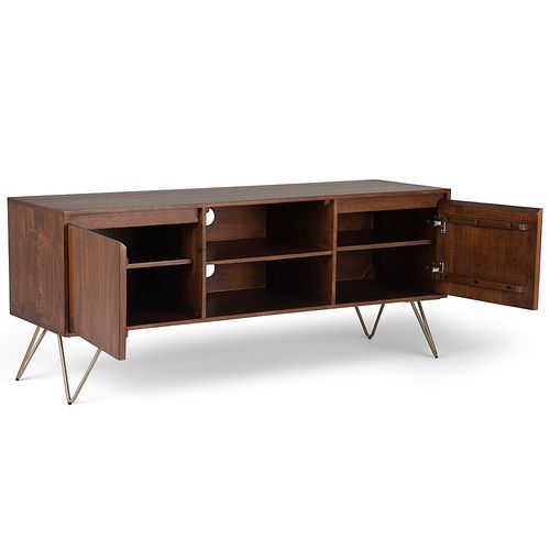 Simpli Home Hunter Solid Mango Wood 60 Inch Wide Industrial Tv Media ... throughout Understanding the Appeal of Wide Industrial TV Media Stands in Contemporary Homes