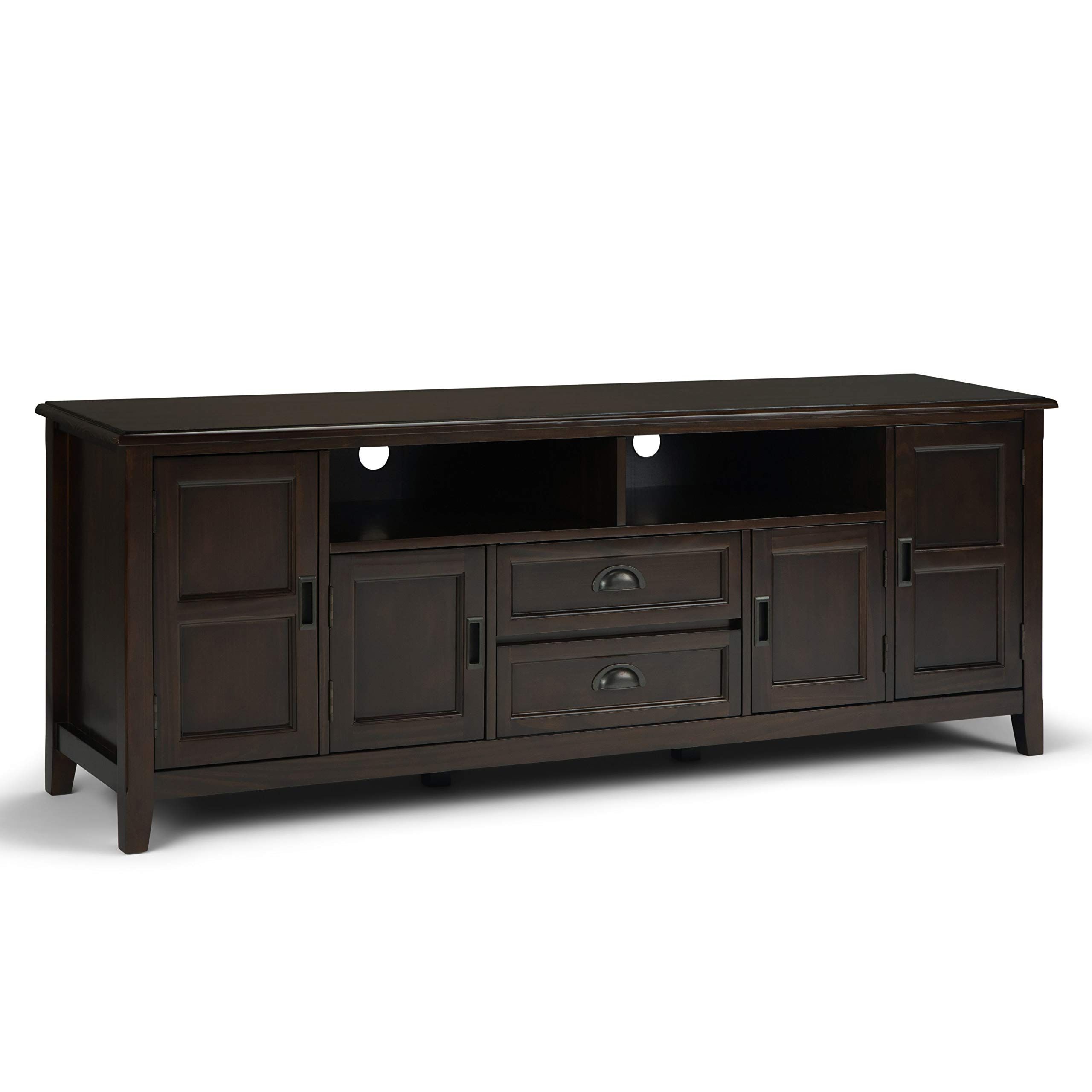 Simplihome Burlington Solid Wood Universal Tv Media Stand, 72 Inch Wide ... with Understanding the Appeal of Solid Wood Tv Stands in Natural Aged Brown Finish
