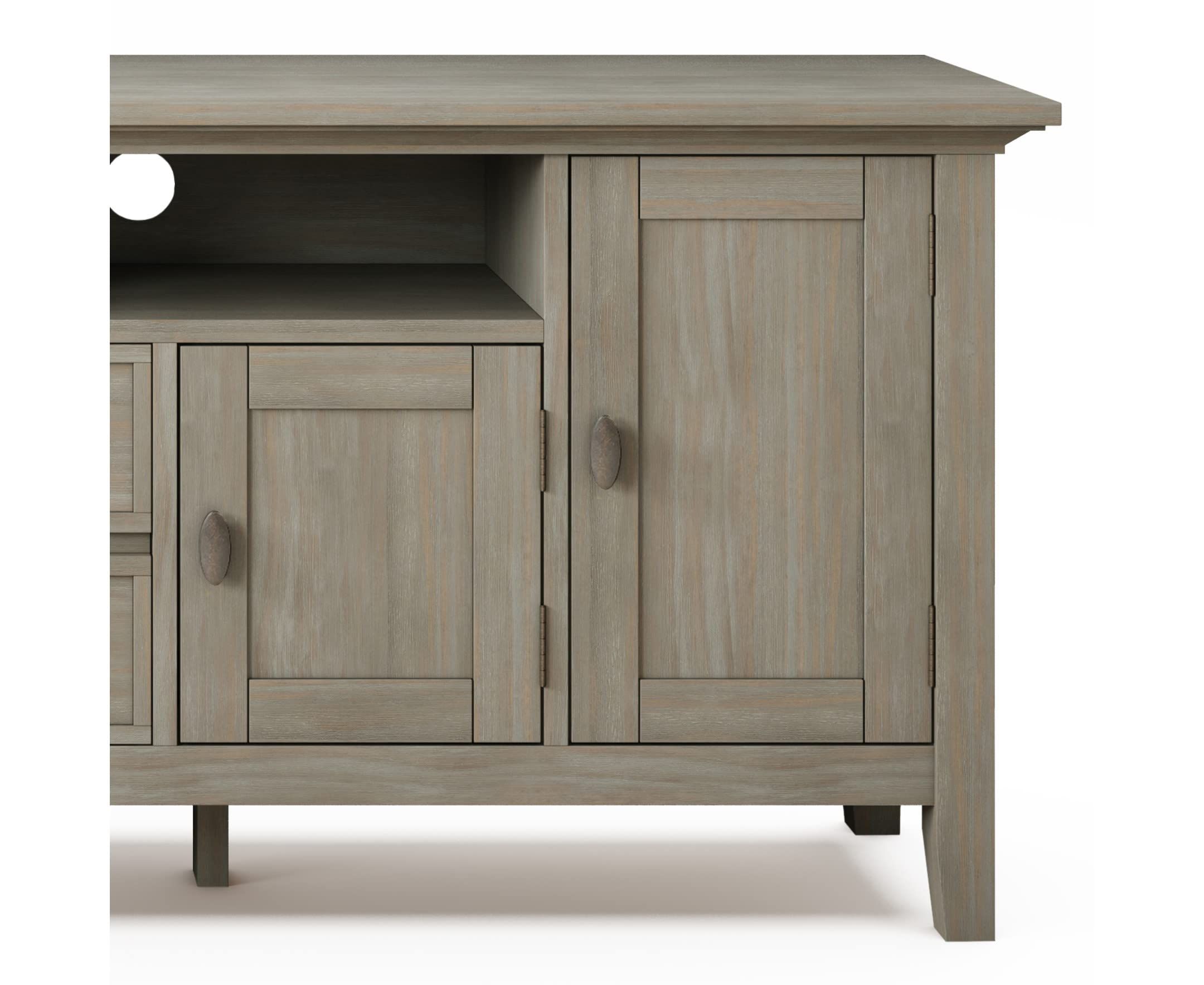 Simplihome Redmond Solid Wood Universal Tv Media Stand, 72 Inch Wide ... in Exploring the craftsmanship behind solid wood entertainment units