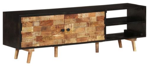 Vidaxl Tv Stand Tv Console Sideboard Rough Mango Wood And Solid Acacia ... intended for How to Choose the Right TV Stand That Complements Your Home Decor