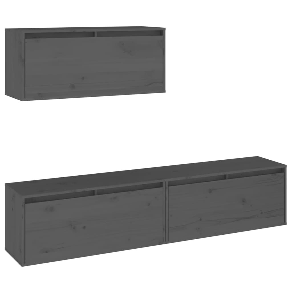 Vidaxl Tv Stands Tv Console Sideboard Tv Unit Cupboard 3 Pcs Solid Wood ... for Maximizing space efficiency with multi-functional TV sideboard cupboards