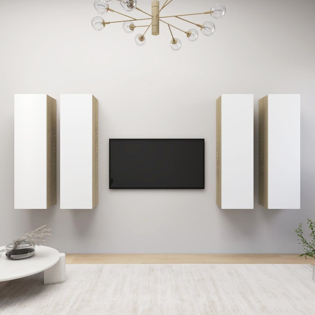 Vidaxl Tv Stands Tv Console Sideboard Tv Unit Cupboard 4 Pcs Engineered ... inside The role of engineered wood in creating timeless entertainment solutions