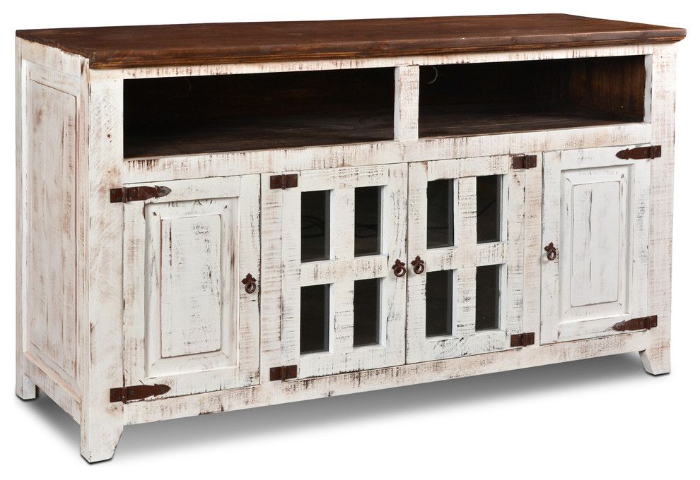 Westgate Solid Wood Rustic White Tv Stand - Farmhouse - Entertainment ... with regard to 60" Rustic Solid Wood Tv Stand Console Entertainment Center, Amber