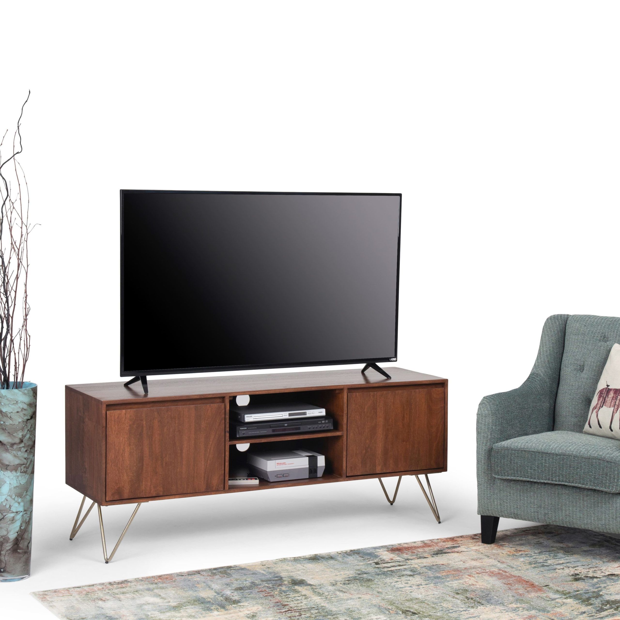 Wyndenhall Moreno 60 Inch Wide Industrial Tv Media Stand For Tvs Up To ... with 60 Inch Wide Industrial Tv Media Stand In Umber Brown Stain For Tvs