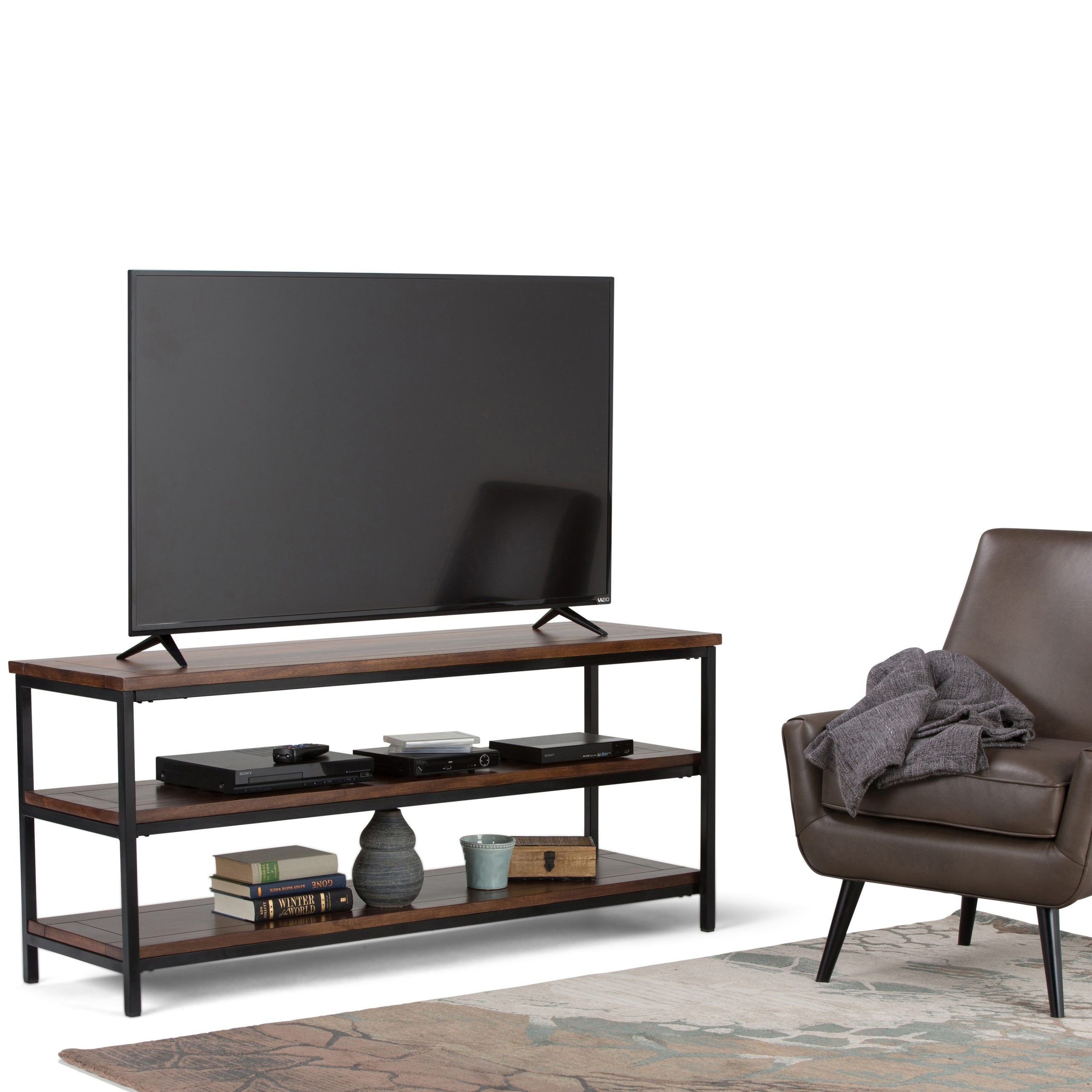 Wyndenhall Rhonda Solid Mango Wood 60 Inch Wide Industrial Tv Media ... with regard to Understanding the Appeal of Wide Industrial TV Media Stands in Contemporary Homes