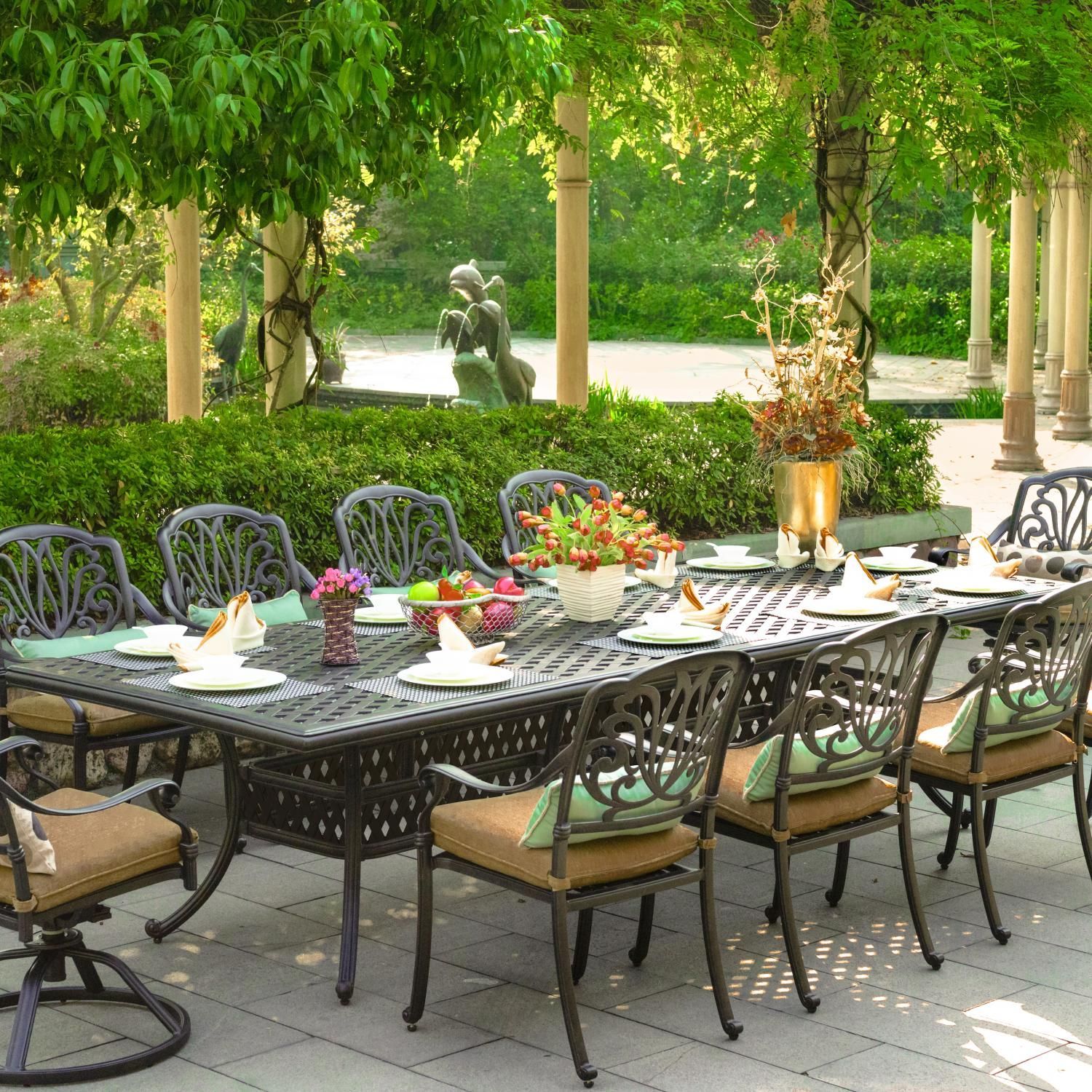 10 Person Outdoor Dining Table Set | Raise Design with regard to 10 Outdoor Dining Table