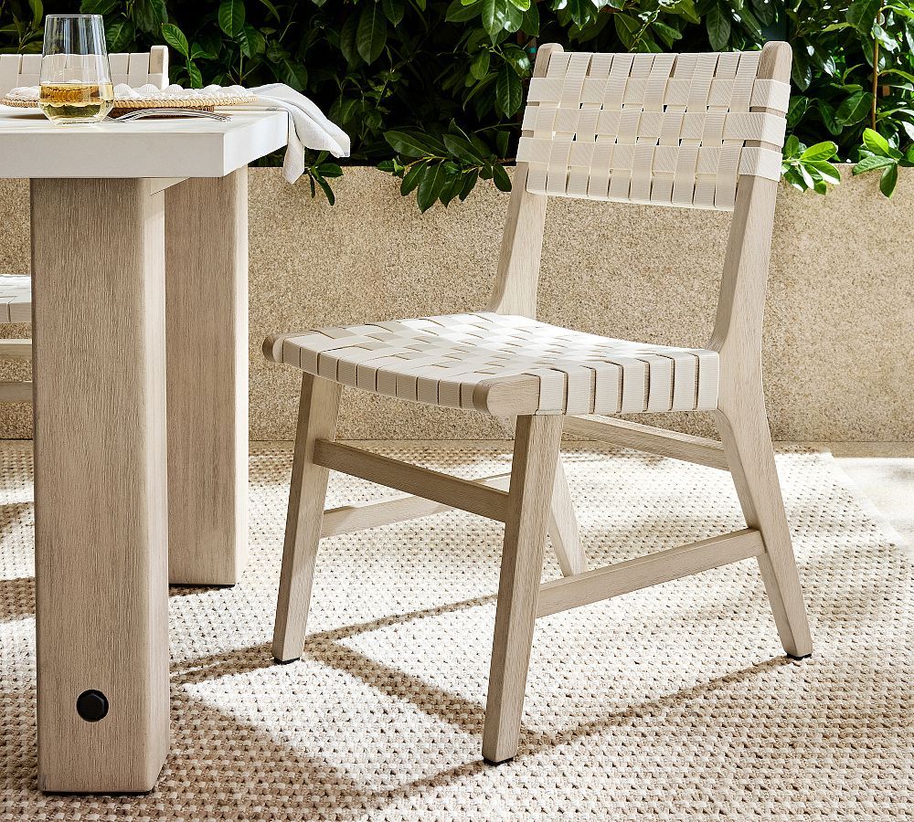 Abbott Acacia Woven Dining Chair - Outdoor Elegance | Pottery Barn inside Outdoor Woven Dining Chairs