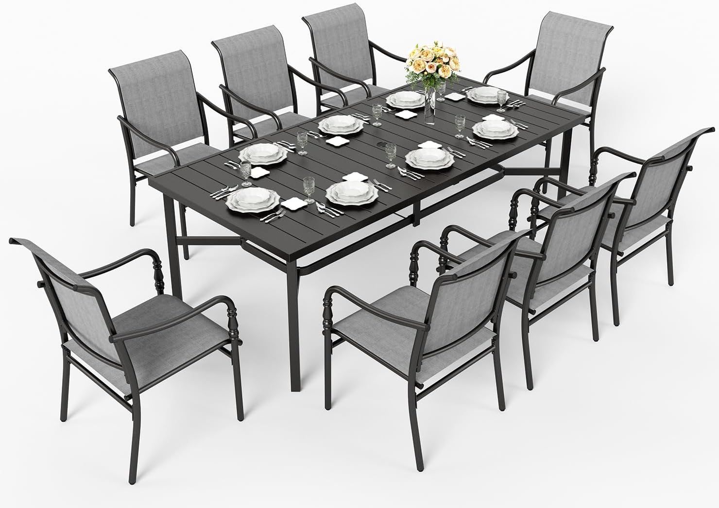 Amazon.com: Hera's House Outdoor Dining Sets For 8, 83” Rectangle Table ... with regard to The Essential Maintenance Guide to Keeping Your Eight Seater Outdoor Set Ready for 2026 Gatherings