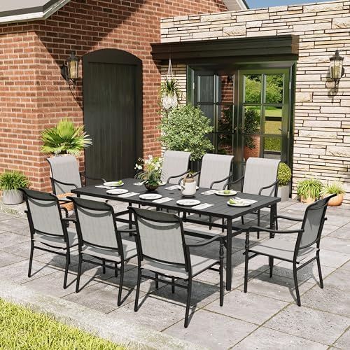Amazon.com: Mixpatio Patio Table And Chairs, Patio Dining Set, 8 Person ... with The Essential Maintenance Guide to Keeping Your Eight Seater Outdoor Set Ready for 2026 Gatherings