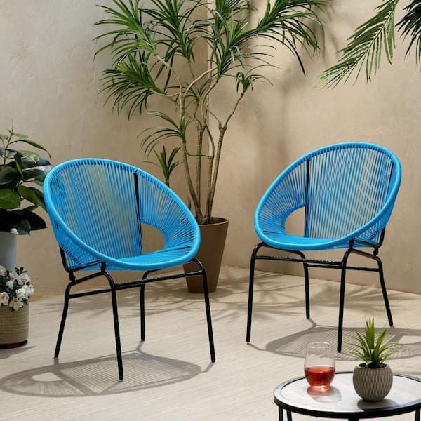 Blue Outdoor Dining Chairs Lounge Chairs Stacking Bistro Chairs With ... in The surprising psychology of blue furniture in setting summer mood for gatherings