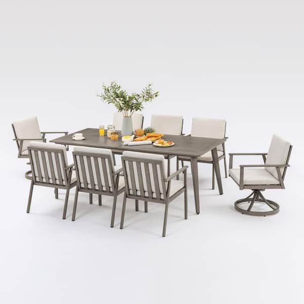Cikacika Alulux Gray 9-Piece Aluminum Outdoor Dining Set With ... with 9 Piece Aluminum Outdoor Dining Set
