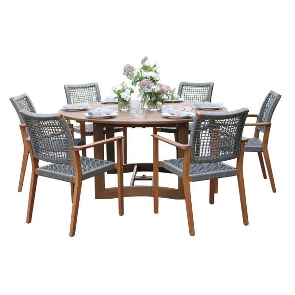 Fleur 6 - Person Patio Dining Set With Extendable Round Table | Outdoor ... with regard to 6 Person Round Outdoor Dining Table