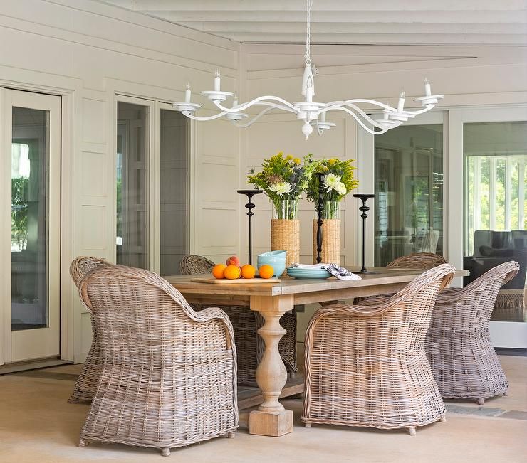 French Dining Table With Balustrade Legs And Wicker Chairs ... regarding Merging Gentle Curves with Modern Engineering in the Next Generation of French Outdoor Furniture