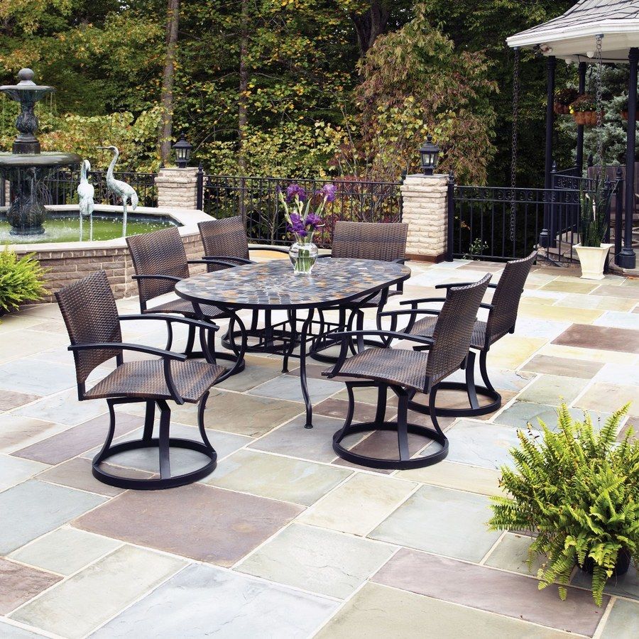 Home Styles Stone Harbor Oval Outdoor Dining Table - Patio Table with regard to The Truth About Umbrella Holes and Stability in Contemporary Oval Design