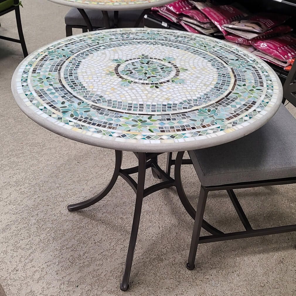 Knf-Nellie Olson Miraval 36" Round Mosaic Bistro Dining Table Outdoor ... with Choosing the right mosaic patio table for your garden space