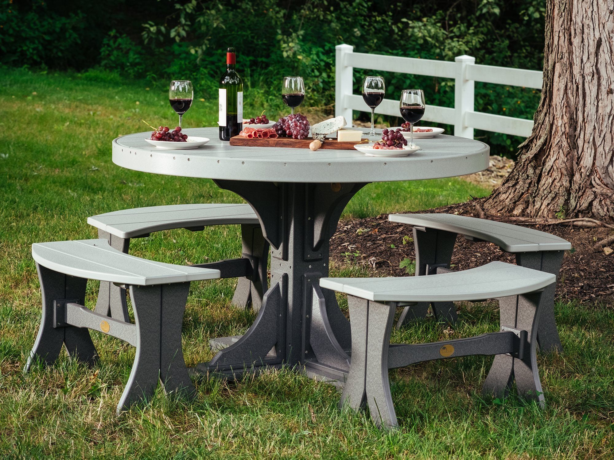 Luxcraft Recycled Plastic Round Outdoor Dining Table With Umbrella Hole ... inside Recycled Plastic Outdoor Dining Table