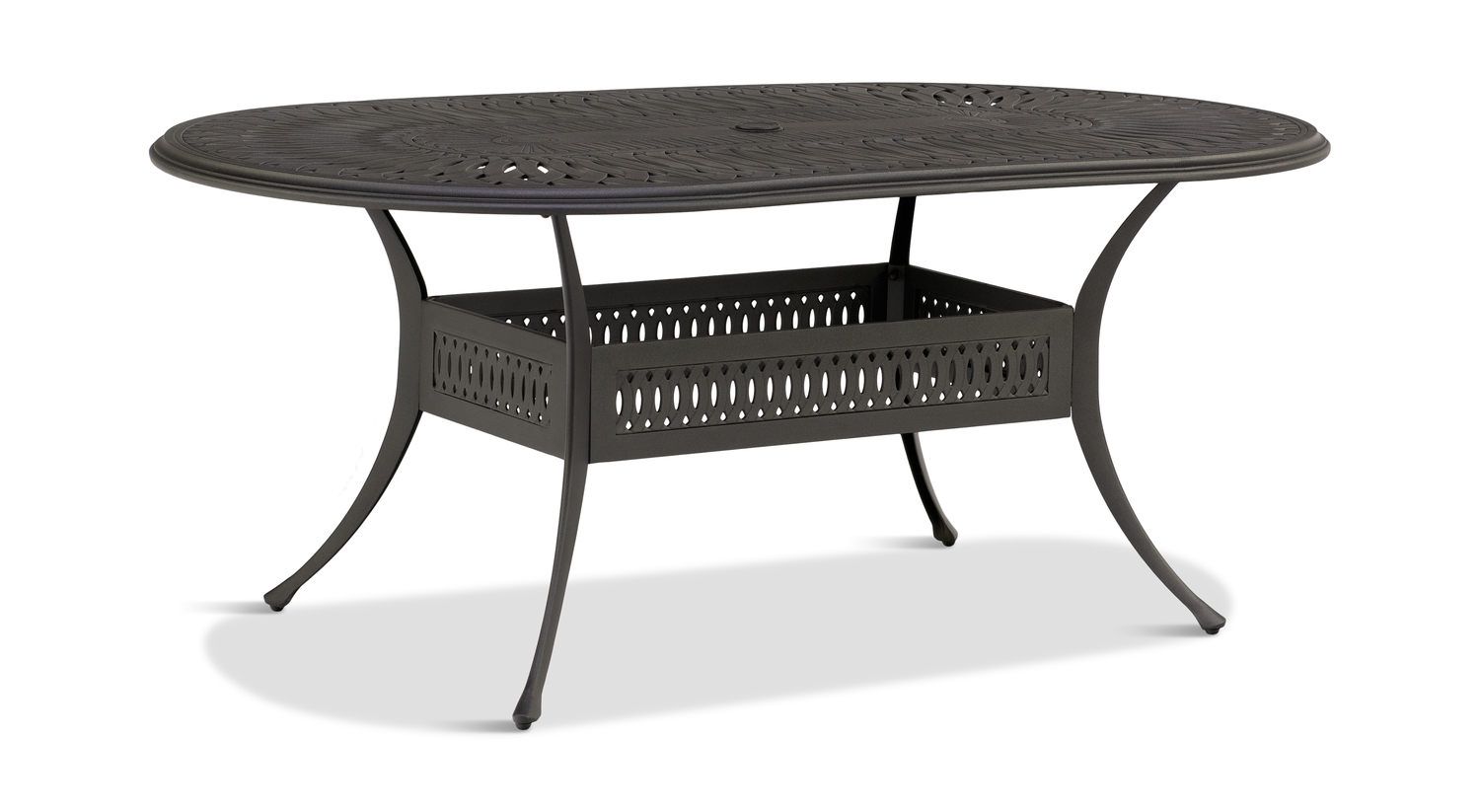 Oval Cast Aluminum Patio Dining Tables within The Truth About Umbrella Holes and Stability in Contemporary Oval Design