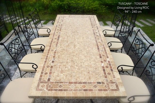 Patio Stone Table Italian Mosaic Marble Patio Garden Table 78"&94 ... for The surprising resilience of concrete and resin tops that mimic hand-carved marble for patios