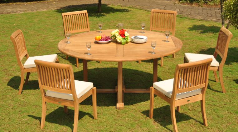 Round Outdoor Dining Table For 6 - Myitablet in Swivel chairs and slatted designs finding the perfect blend of comfort and airflow for summer meals