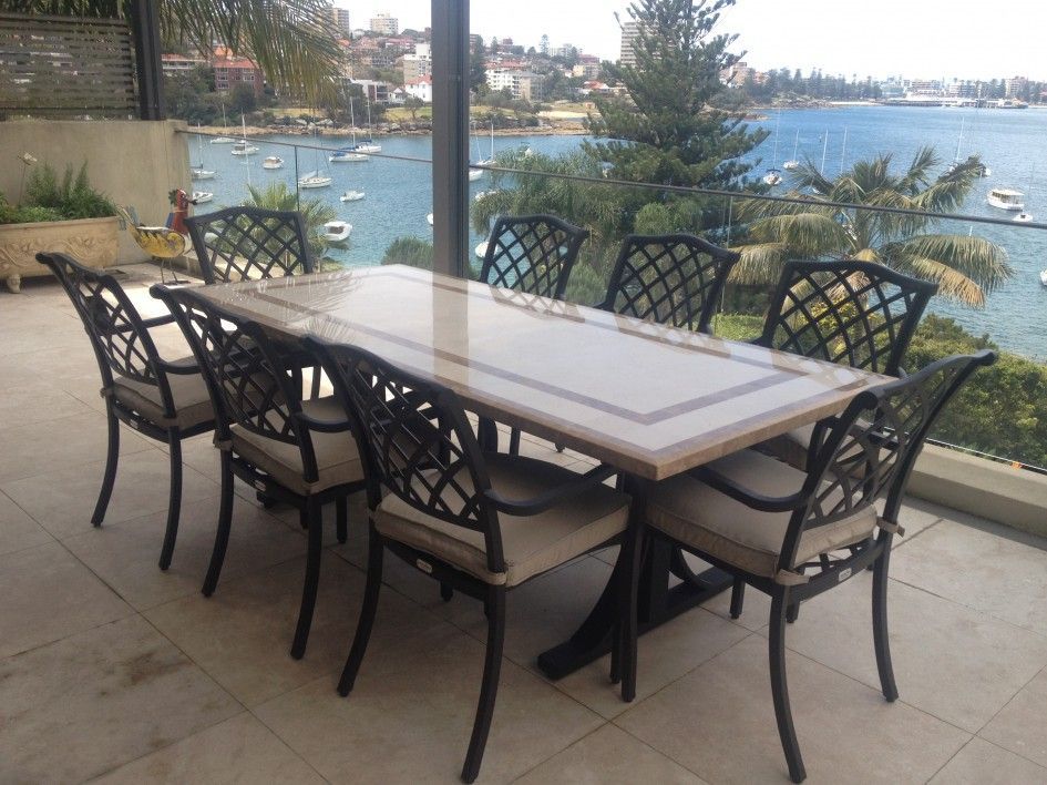 Round Outdoor Marble Table Top At Daniel Shears Blog intended for The surprising resilience of concrete and resin tops that mimic hand-carved marble for patios