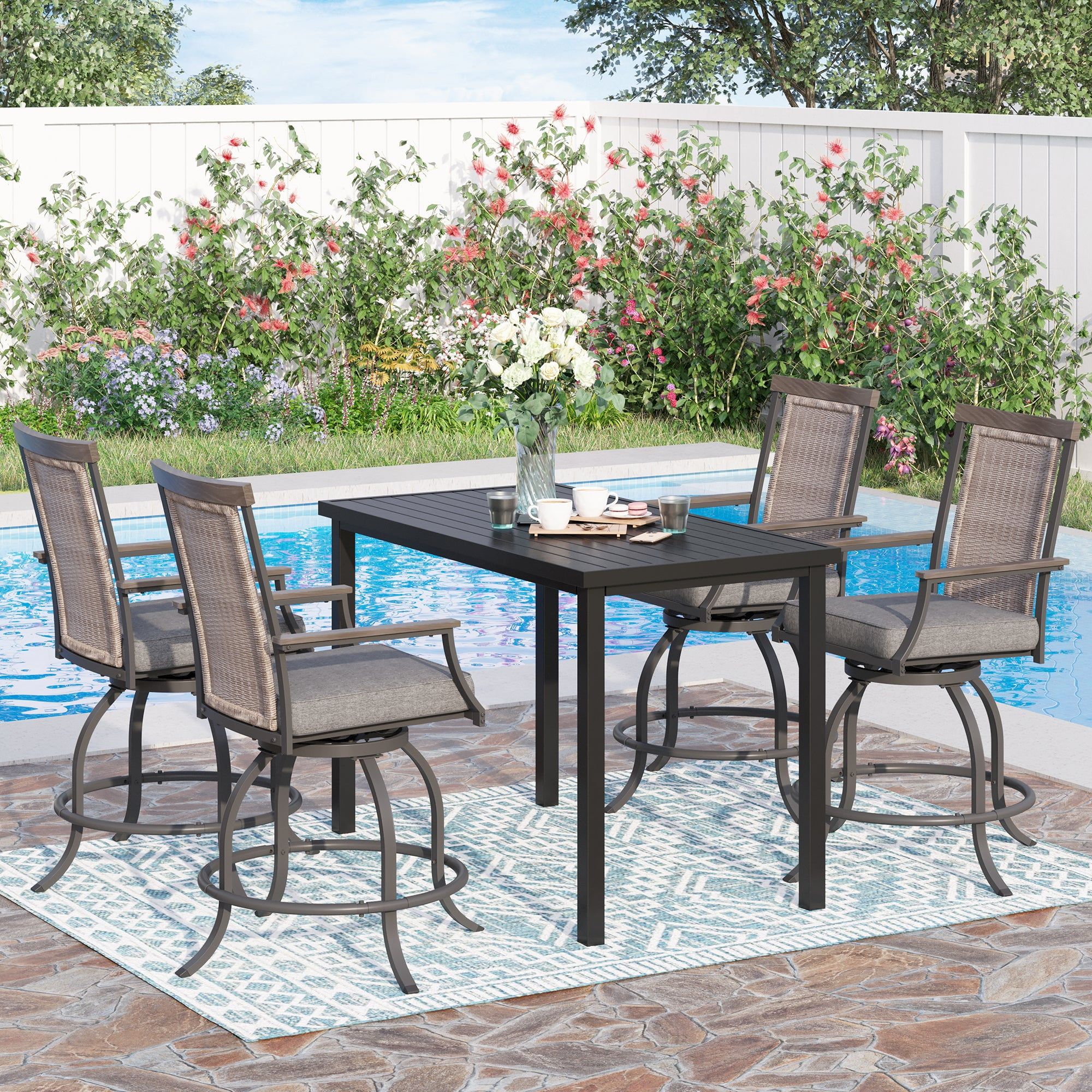 Sophia & William 5-Piece High Top Dining Patio Set With Swivel Chairs ... with regard to Why high top patio sets are transforming small decks in 2026