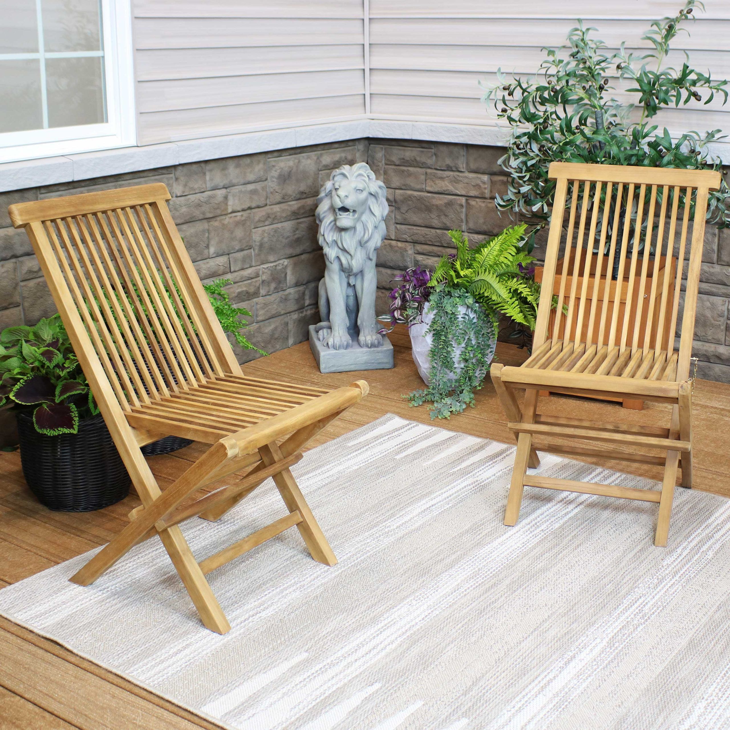 Sunnydaze Hyannis Solid Teak Outdoor Folding Dining Chair - Light Wood ... inside Understanding the eco-friendly journey of plantation teak in modern outdoor furniture