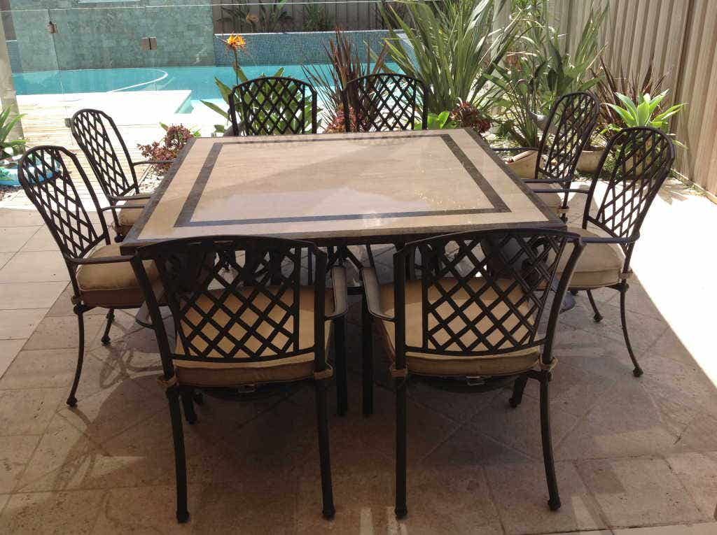 Travertine Stone Top Patio Tables - Patio Ideas intended for Travertine Outdoor Dining Table