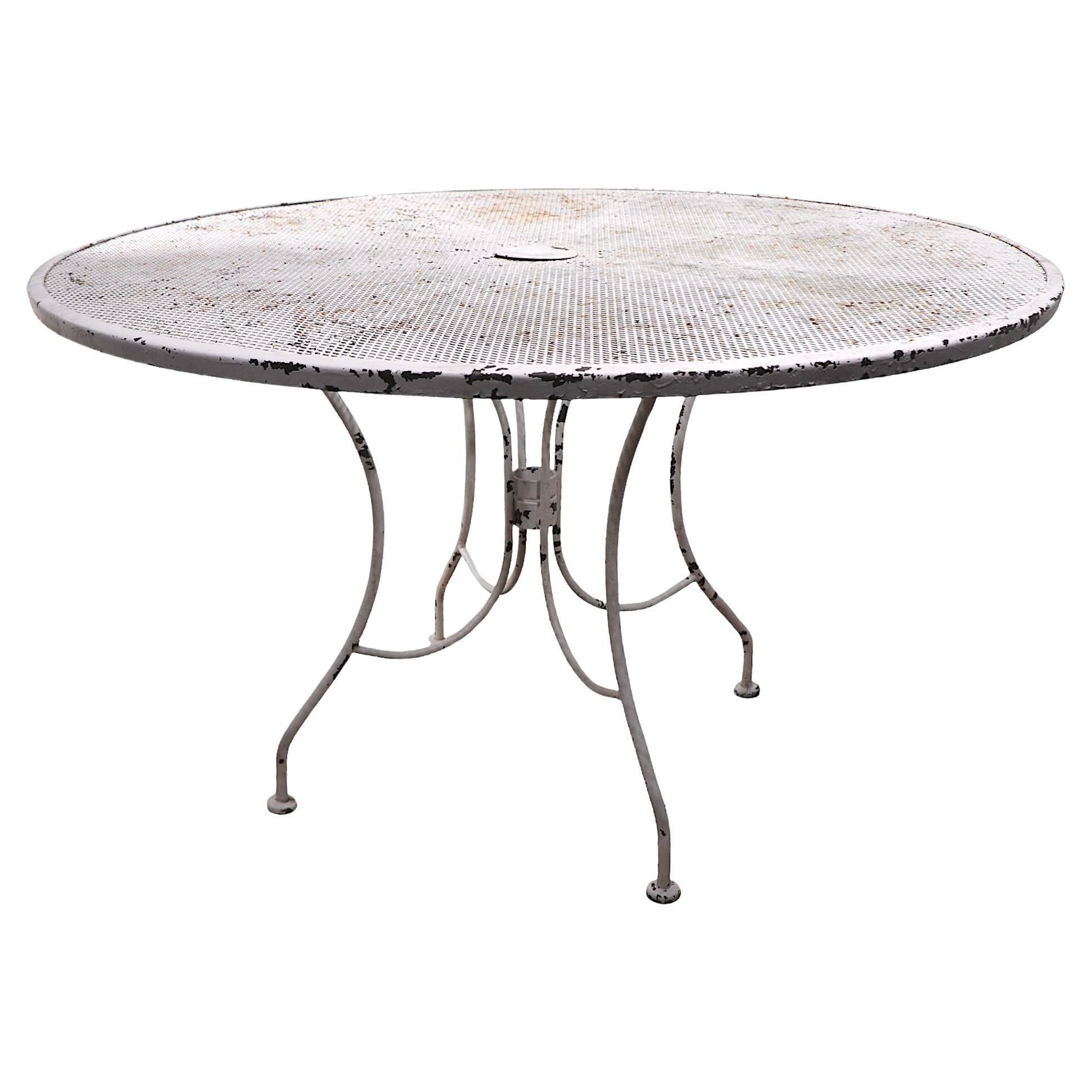Vintage Wrought Iron And Metal Mesh Garden Patio Dining Table Att. To ... for Vintage Outdoor Dining Table