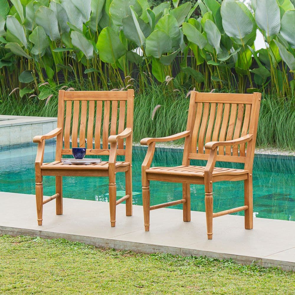 Cambridge Casual Holdom 2-Piece Teak Wood Outdoor Dining Chairs 120334 ... intended for The Secret to Stackable Outdoor Chairs That Do Not Look Cheap
