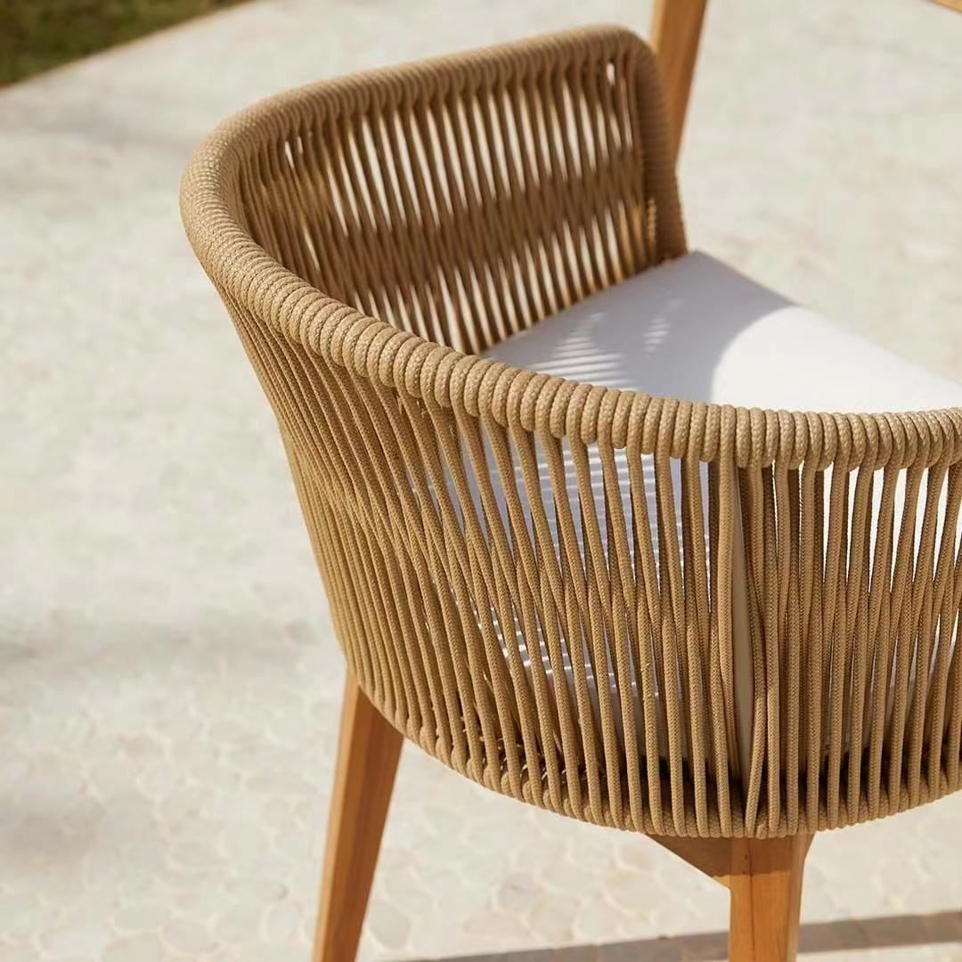 Custom Garden Set Handcrafted New Design Teak Wooden Rope Outdoor ... in Choosing Between Aluminum Steel and Acacia Frames for Your Rope Dining Set