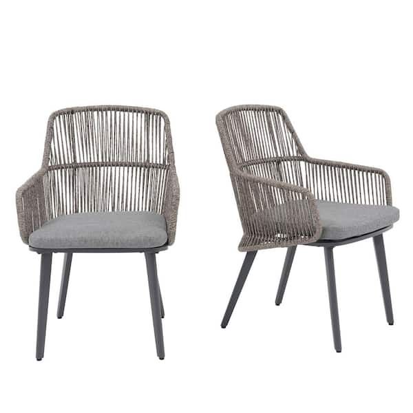Freestyle Patio Dining Chairs Set Of 2, Woven Rope Outdoor Dining ... regarding Five Mistakes People Make When Buying Outdoor Rope Dining Chairs