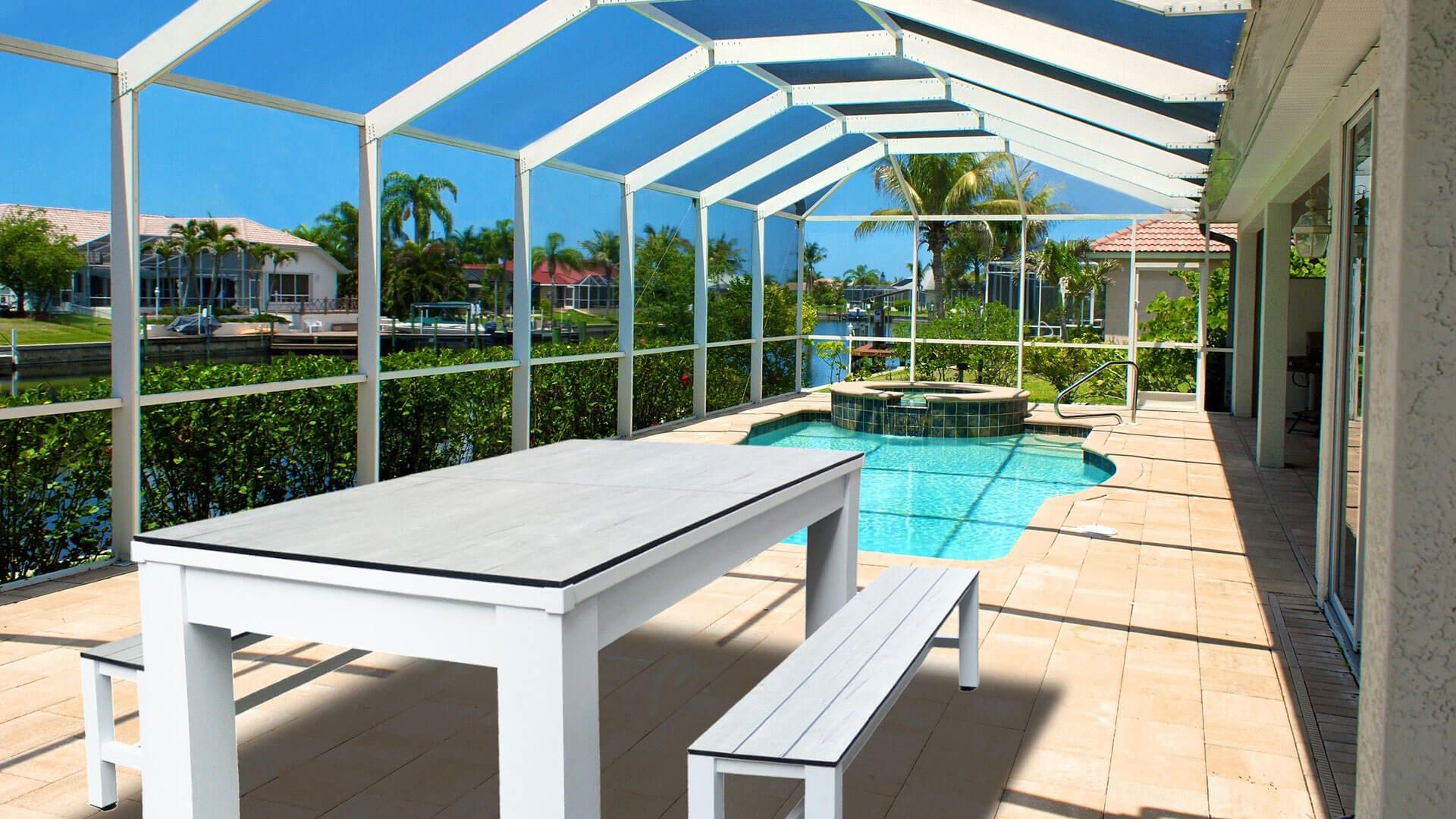 Imperial - "Esterno" Outdoor Pool Table Dining Table - White - 7 Foot ... inside Outdoor Pool Table Dining