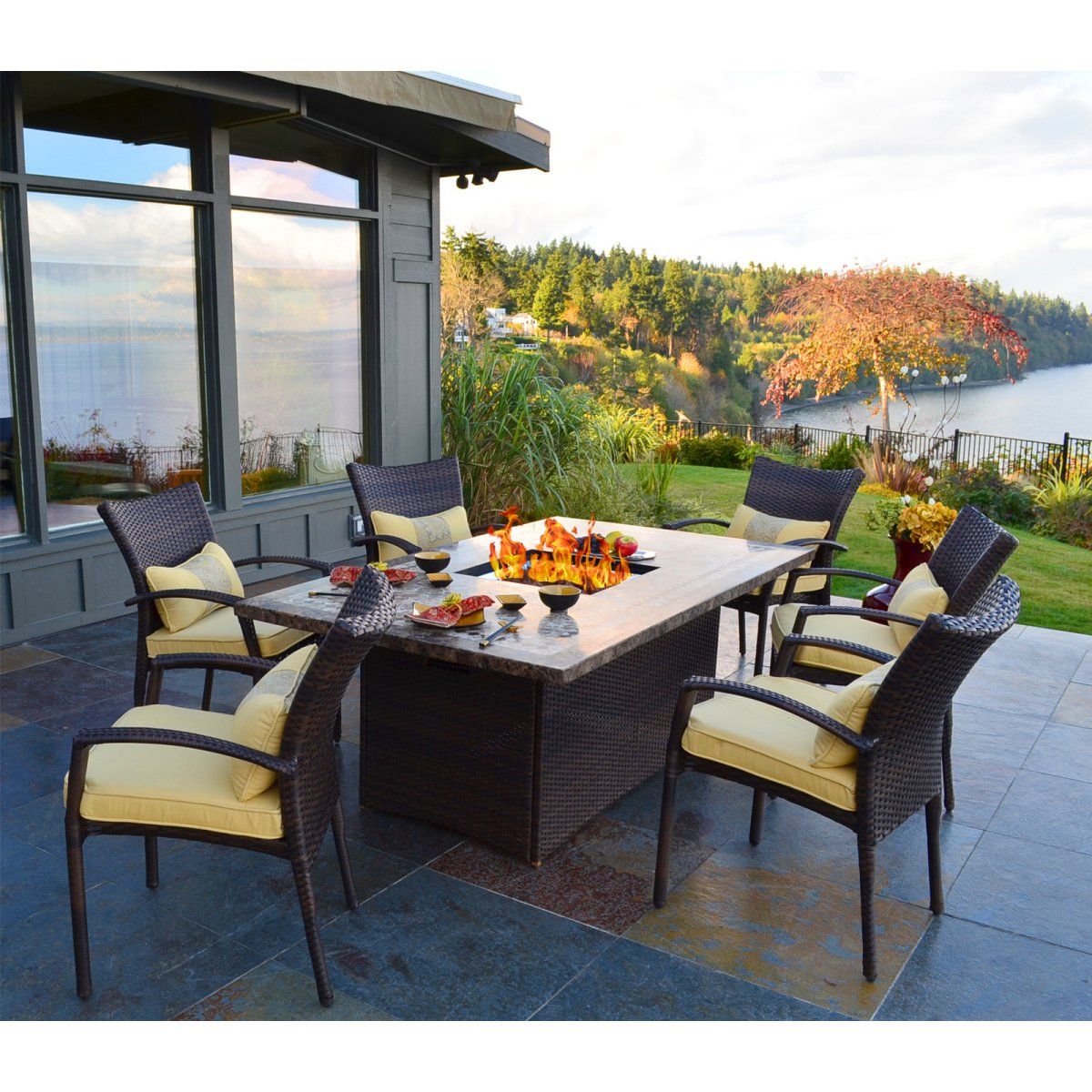 Outdoor Dining Tables With Gas Fire Pit - Hawk Haven in Firepit Dining Table Outdoor