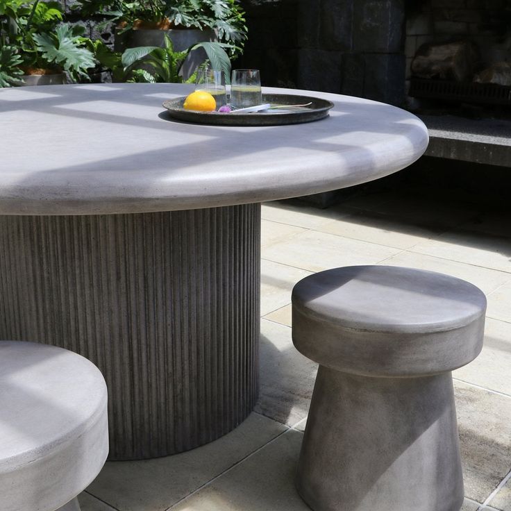 Outdoor Round Grey Concrete Pillar Dining Table - 150Cm | Concrete ... throughout The Enduring Appeal of Round Concrete Tables for Modern Outdoor Spaces in 2026