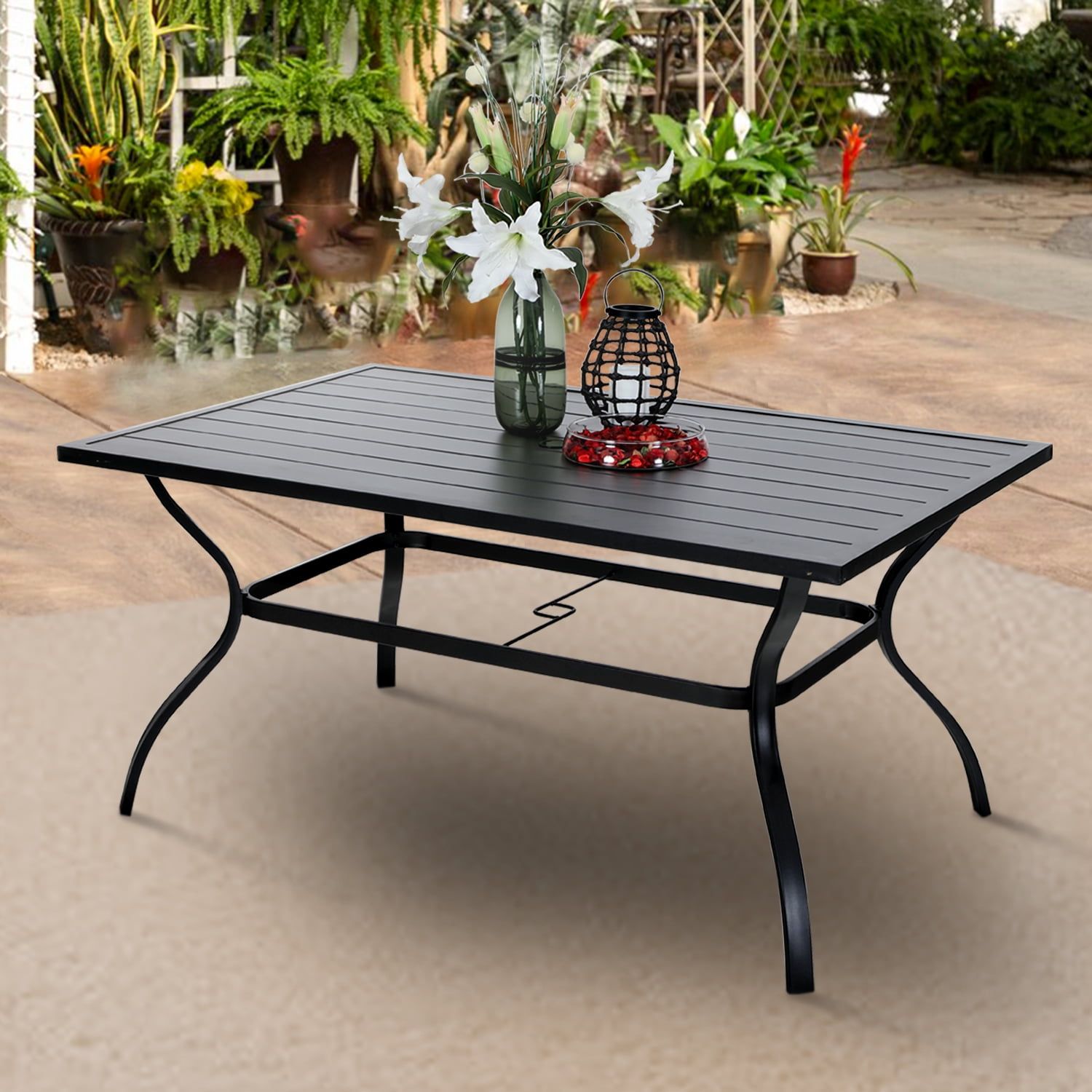 Patio Table Aluminum Slat inside Black Aluminum Outdoor Dining Table
