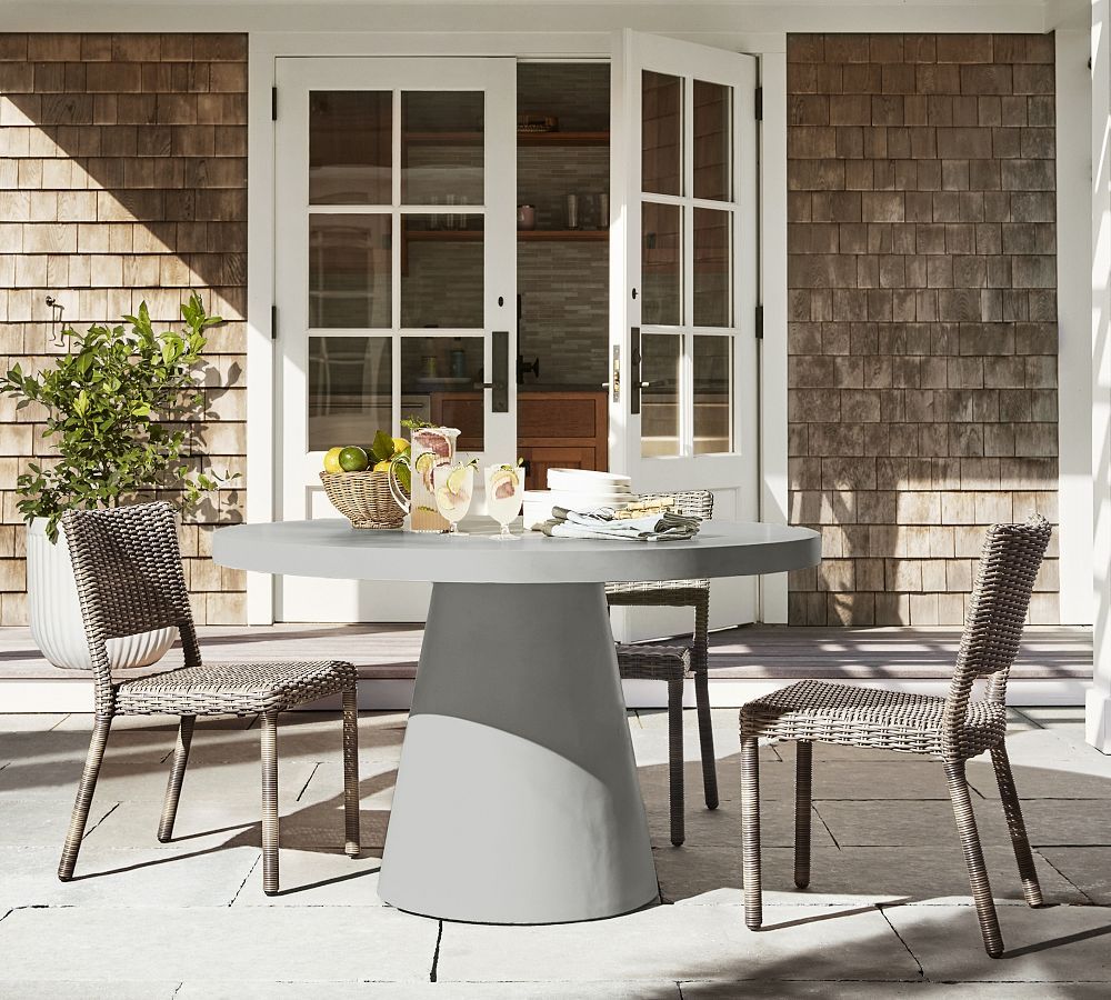 Pomona Concrete Round Outdoor Dining Table | Pottery Barn inside The Enduring Appeal of Round Concrete Tables for Modern Outdoor Spaces in 2026