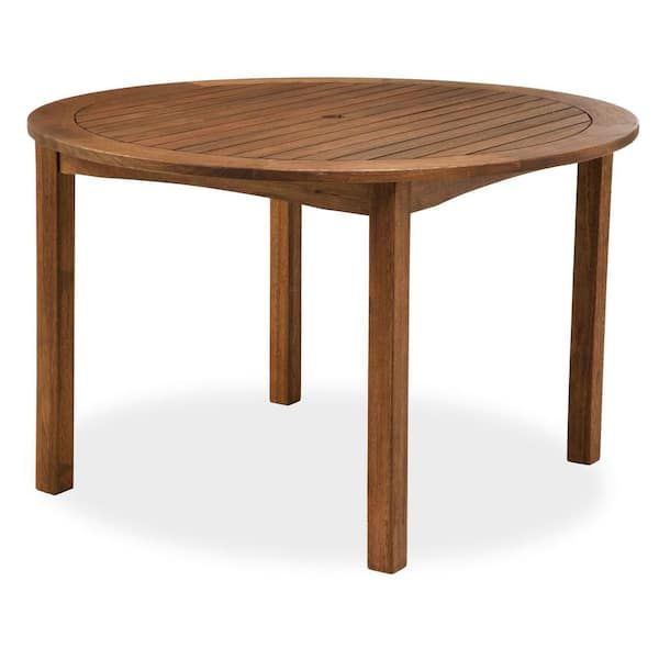 Evergreen Enterprises 47 In. Round Lancaster Eucalyptus Wood Outdoor ... for Round Wood Outdoor Dining Table
